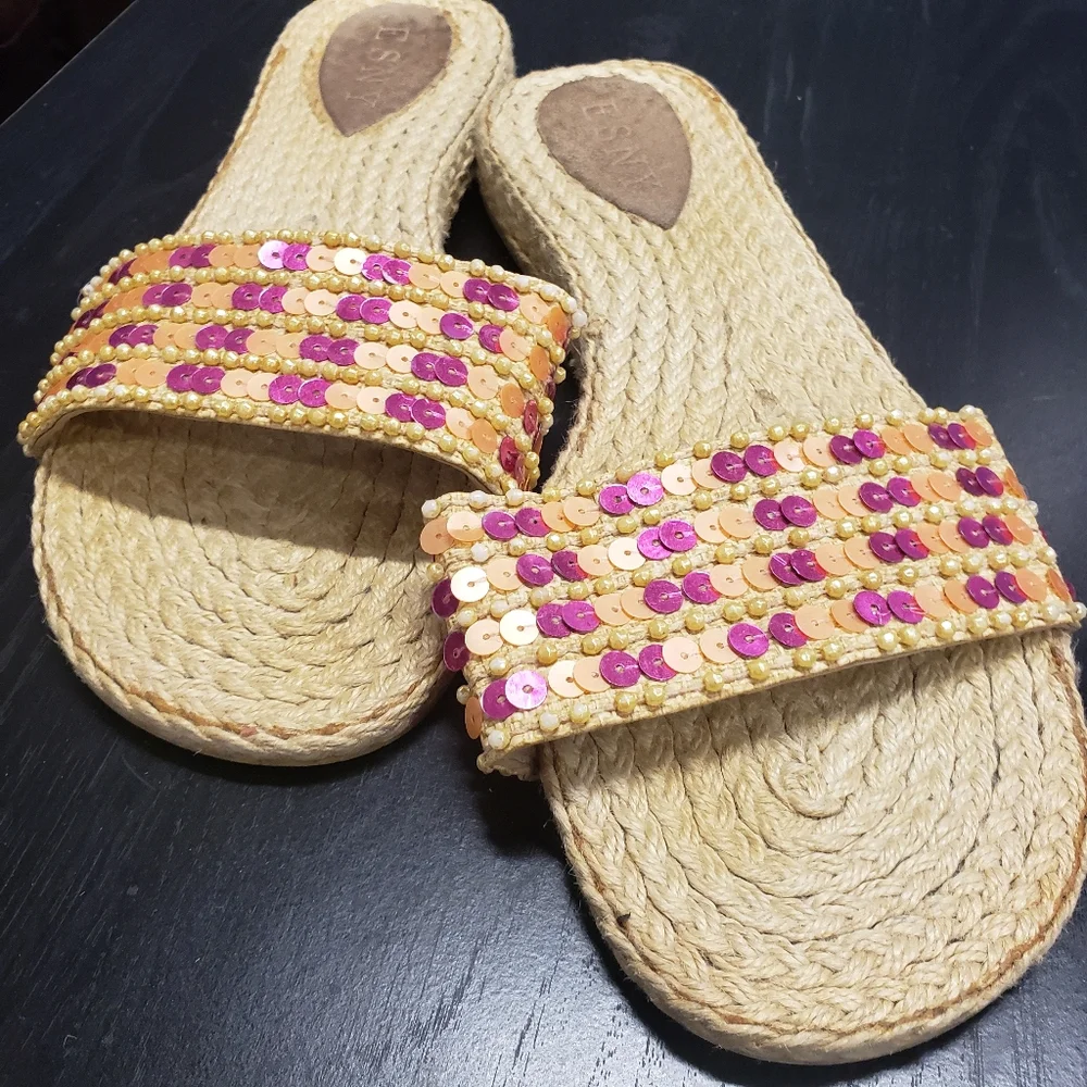 ESNY Espadrille Woven Sequin Sandals